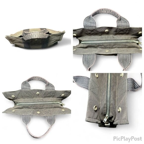 HERMES Canvas Herline PM Tote Grey - w Silver Lock (no key) - Picture 13 of 15